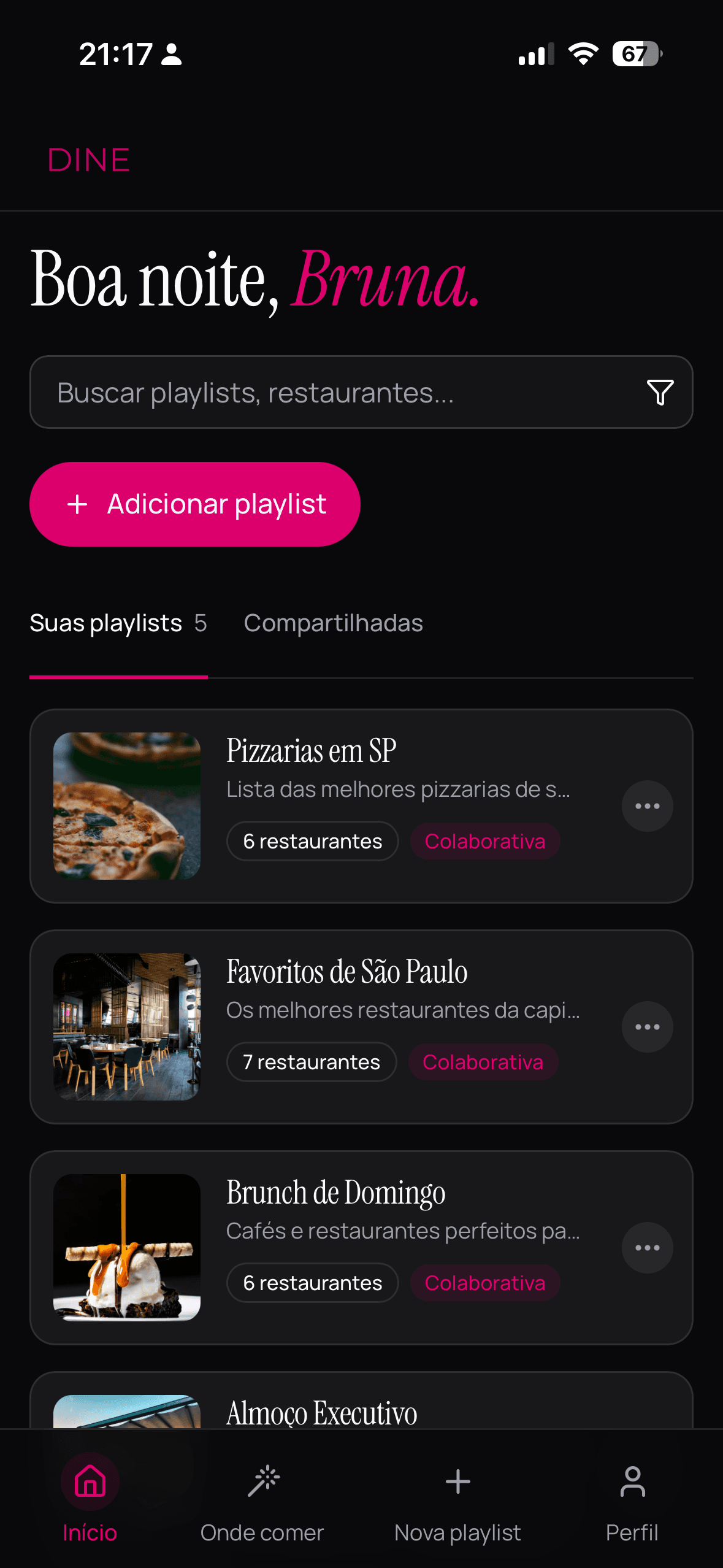 Dine em modo dark